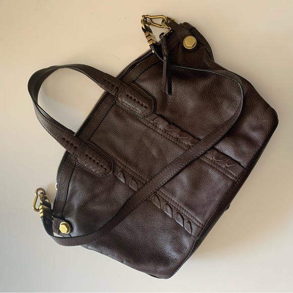 Oryany | Dark brown leather hobo slouch bag | Metal details, long strap, pockets - Picture 5 of 12